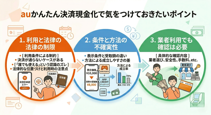 auかんたん決済現金化で注意するべきポイント