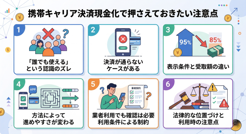 携帯キャリア決済現金化の注意点