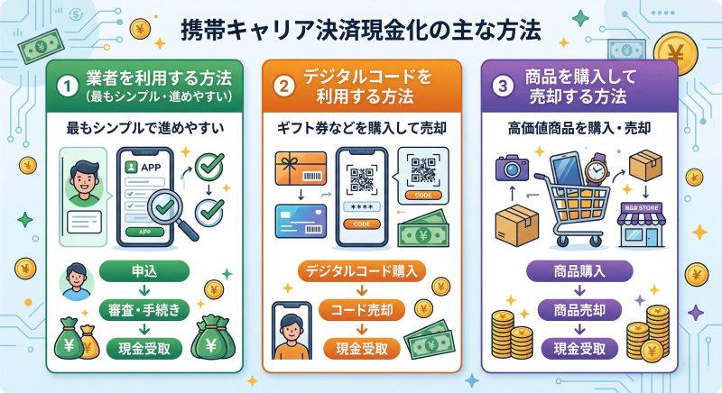 携帯キャリア決済現金化の方法