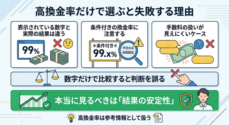クレジットカード現金化できる店を高換金率だけで選ぶと失敗する理由