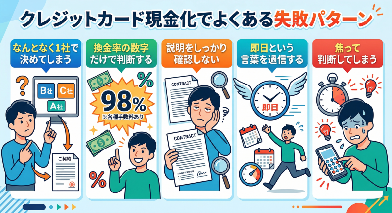 クレジットカード現金化のよくある失敗パターン