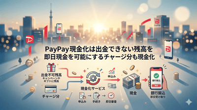 PayPay現金化は出金できない残高を即日現金を可能にするチャージ分も現金化