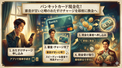 バンキットカード現金化！審査が甘いと噂のおたすけチャージを即座に換金へ