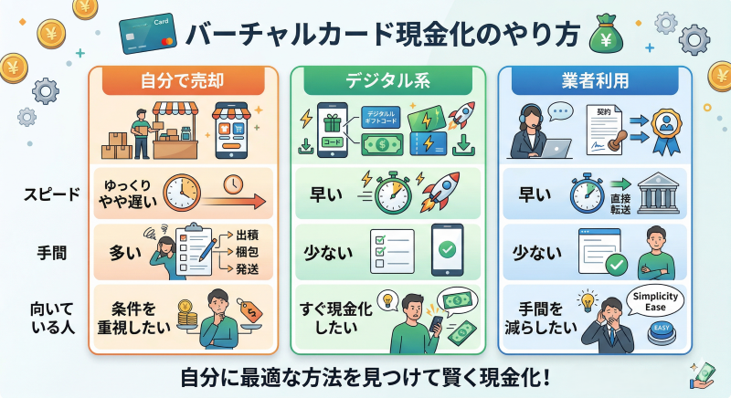 バーチャルカード現金化業者の選び方