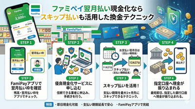 ファミペイ翌月払い現金化ならスキップ払いも活用した換金テクニック